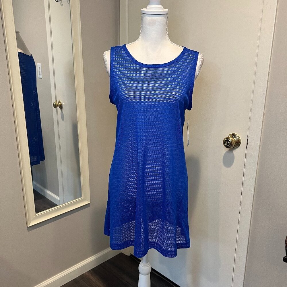 NWT Sessa Blue Mesh Sleeveless Swim Cover up, Size Medium